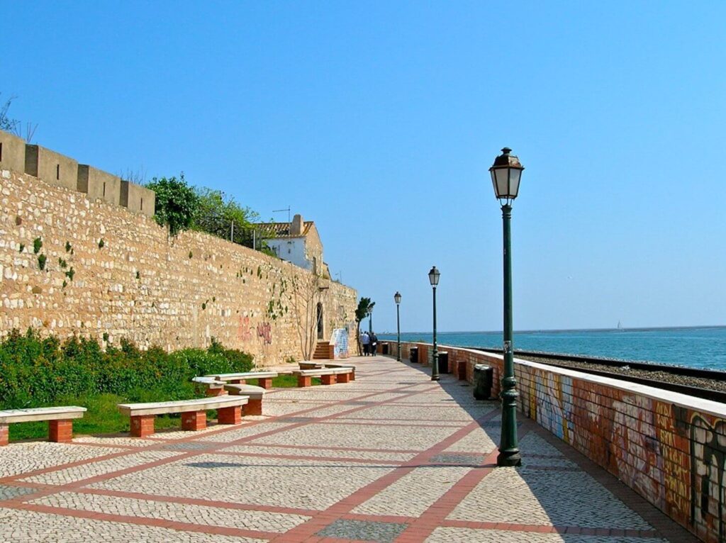 Faro sea front promenade and city wall